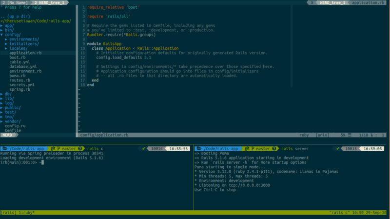 Tmux session named "rails"