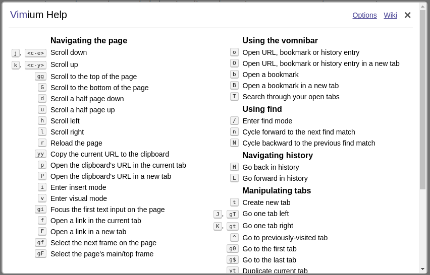 Vimium Help